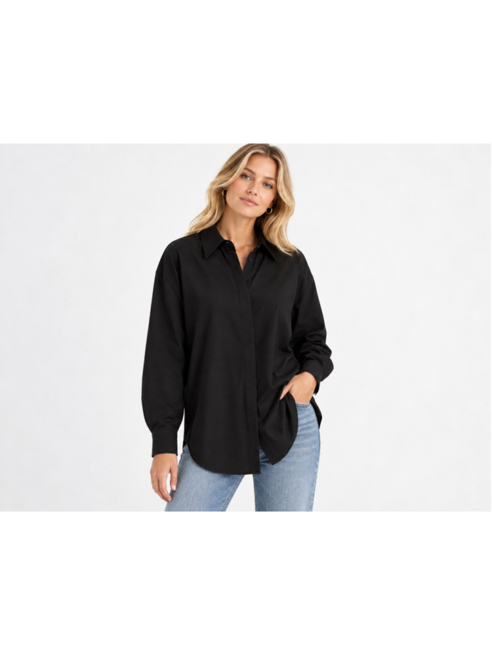 Express Black Button Down Boyfriend Shirt, Size L NWT